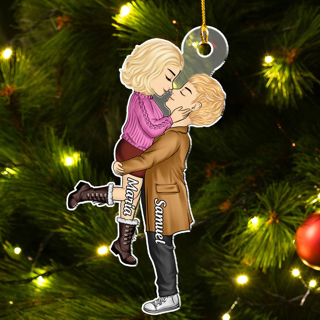Custom Couple Christmas Ornament, Anniversary Gift •  I Love You - Personalized Acrylic Ornament