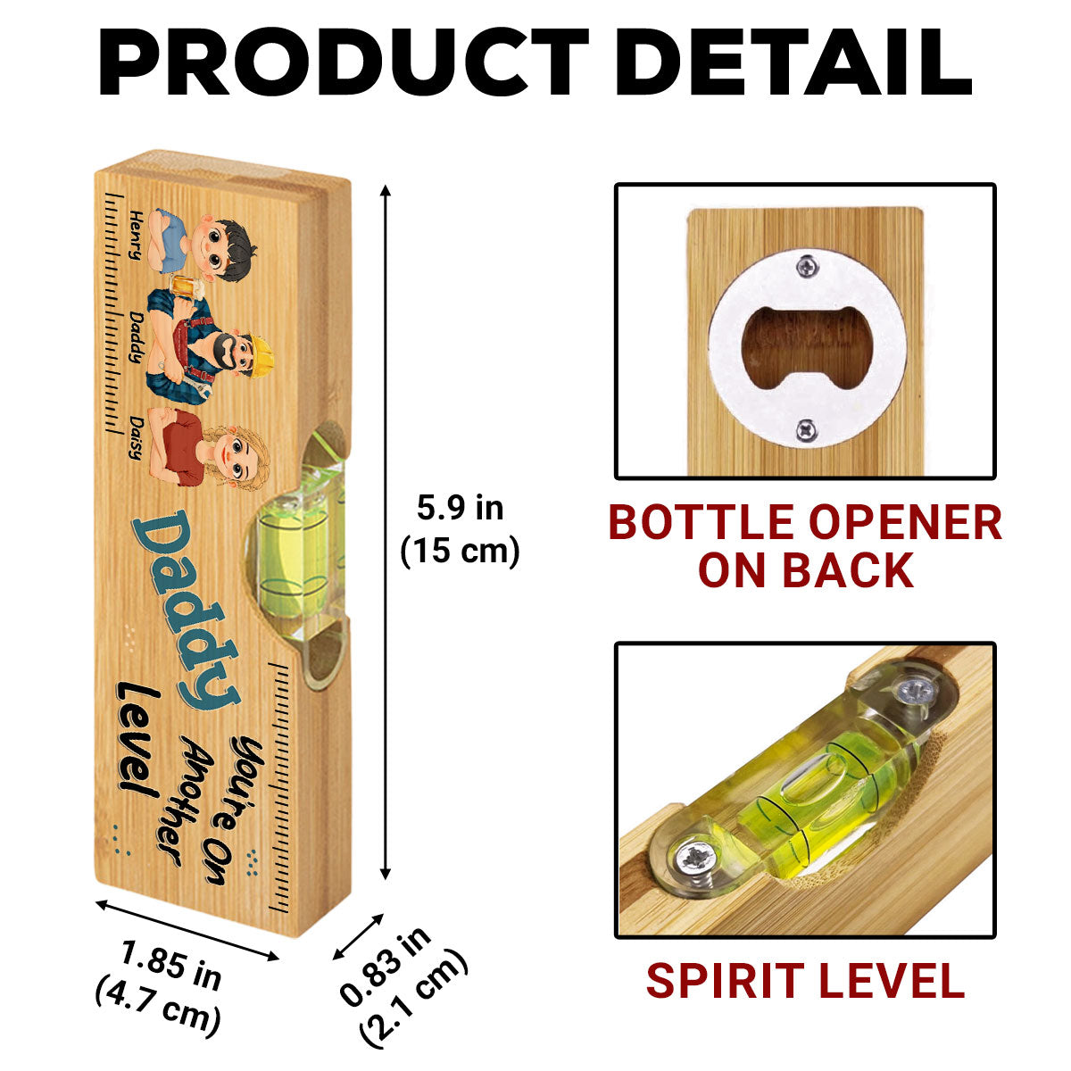 Dad Makes Life Better - Personalized Wooden Spirit Level Bottle Opener