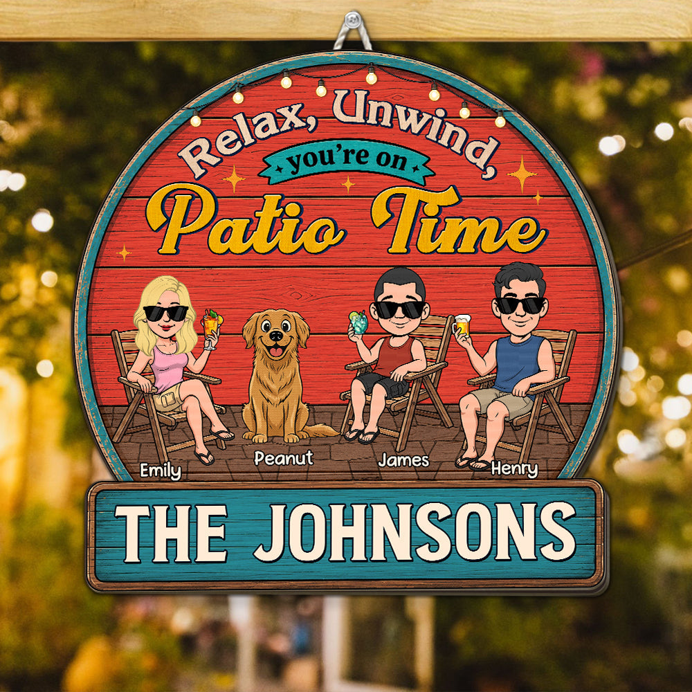 Custom Family Summer Backyard, Patio & Porch Decor • Unwind Relax Enjoy Repeat - Personalized Wood Sign