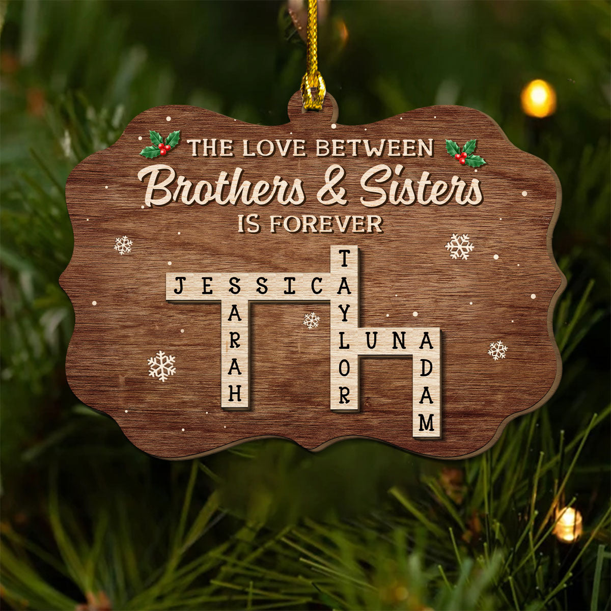 Custom Brothers & Sisters Christmas Ornament •  Brothers Sisters - Personalized 2-Layered Wood Ornament