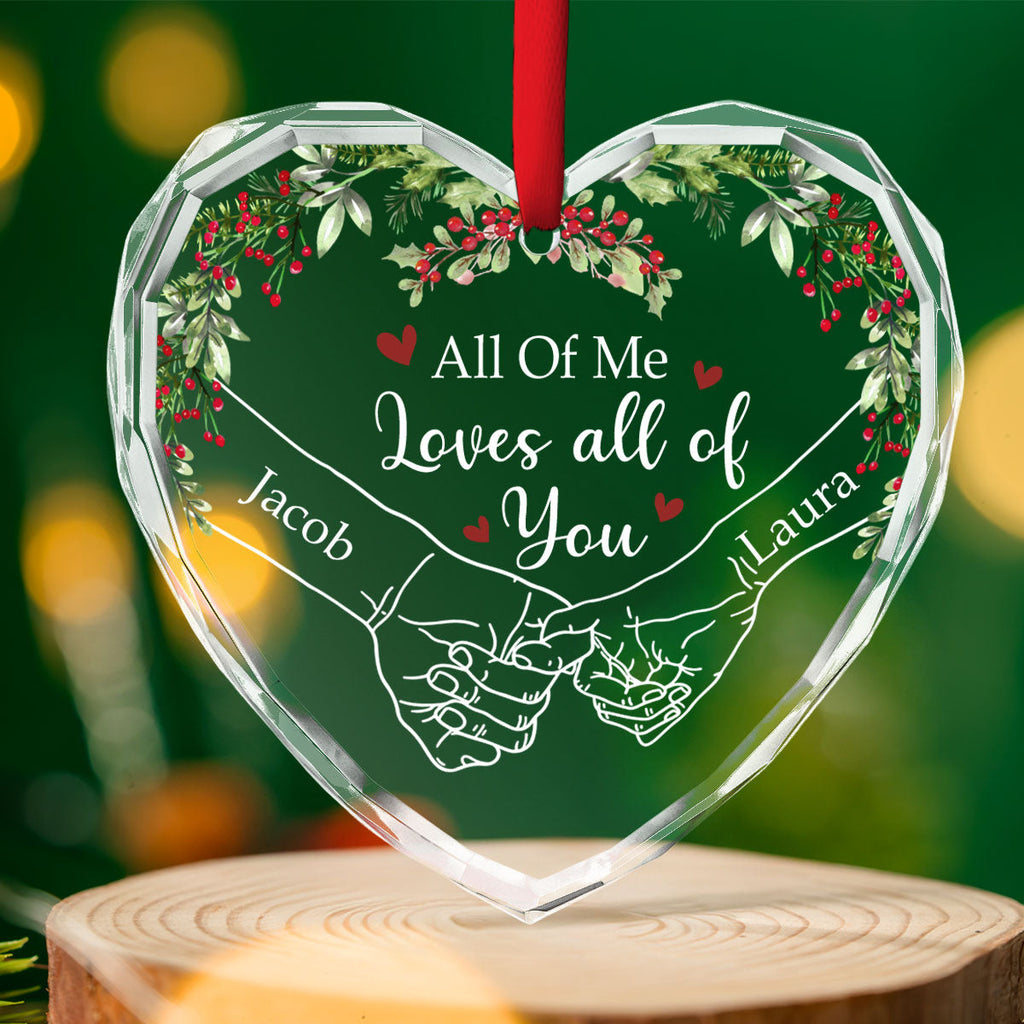 Custom Couple Christmas Ornament, Anniversary Gift •  My Heart Needed You - Personalized Glass Ornament