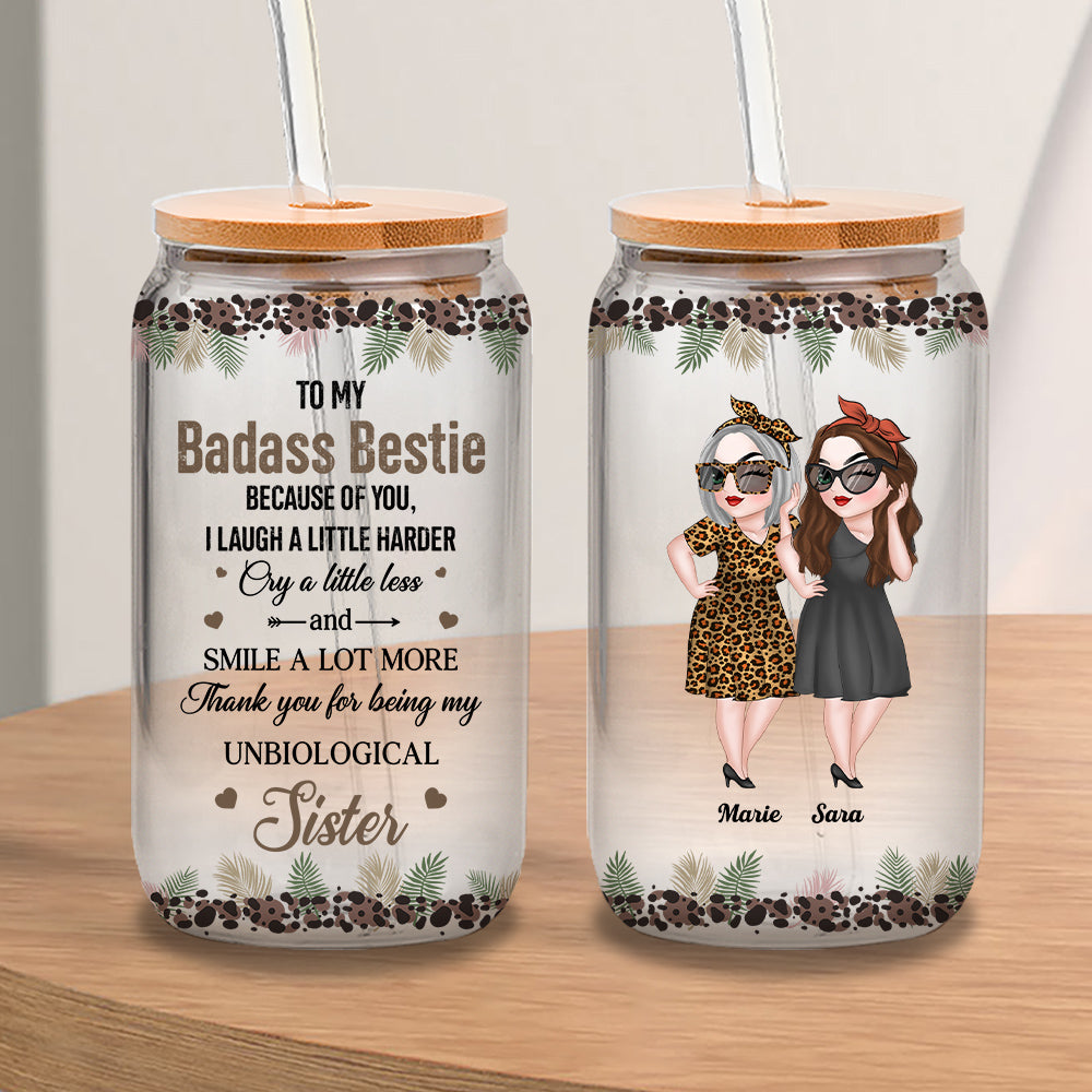Thank You My Badass Bestie - Personalized Glass Can
