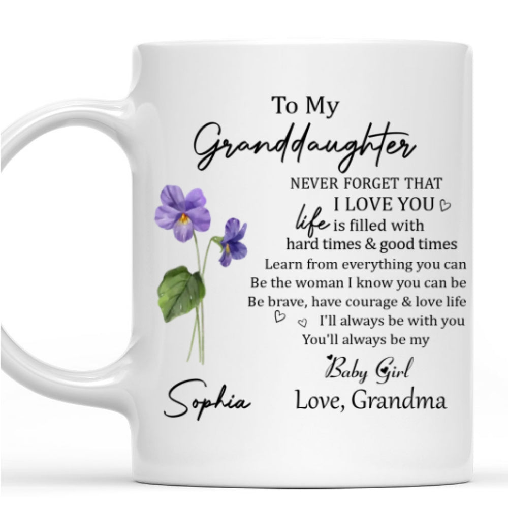 Custom Christmas & Birthday Keepsake Gift • Never Forget Granddaughter - Personalized Coffee Mug