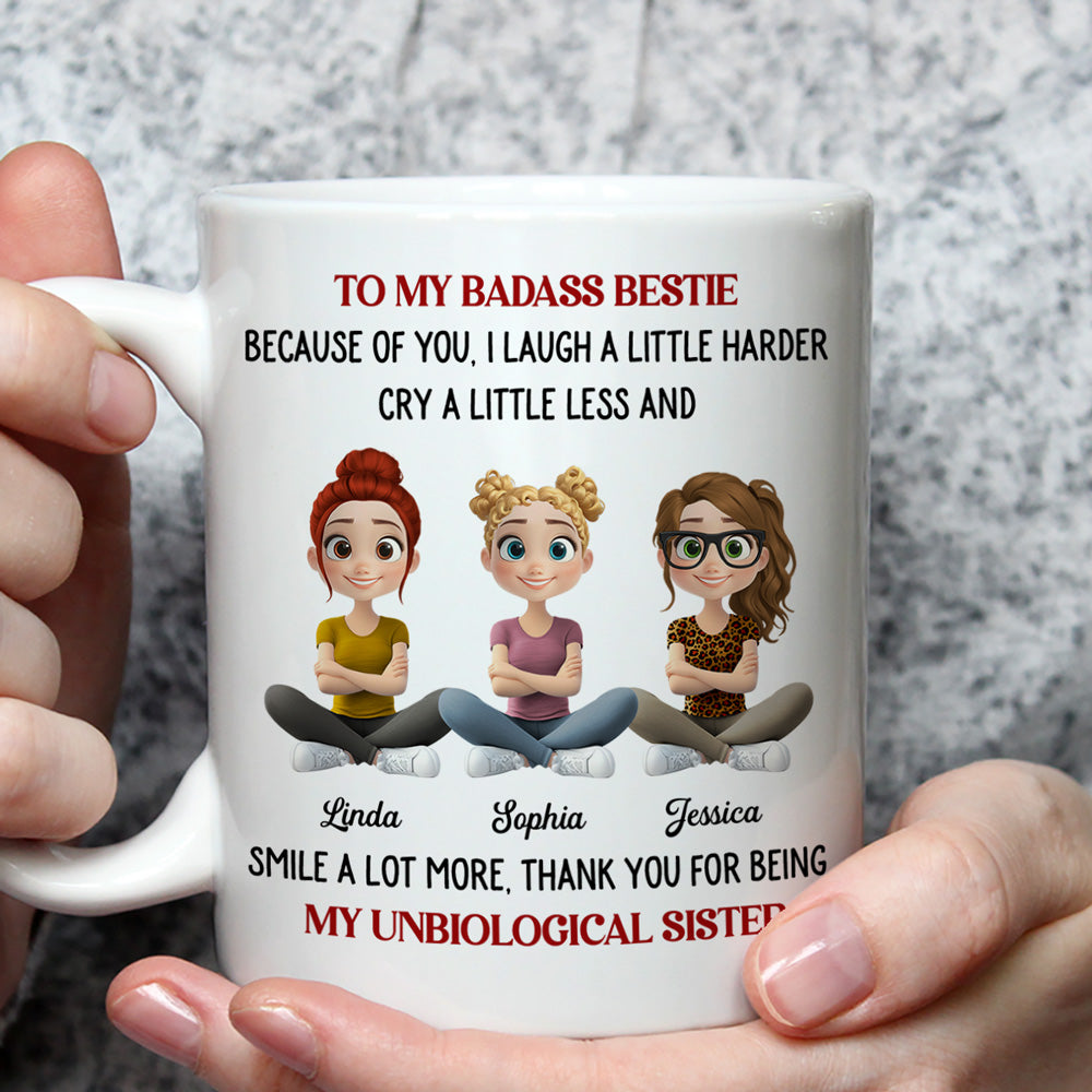 Custom Best Friend, Christmas & Birthday Friendship Keepsake Gift • Thanks For My Unbiological Sister - Personalized Coffee Mug
