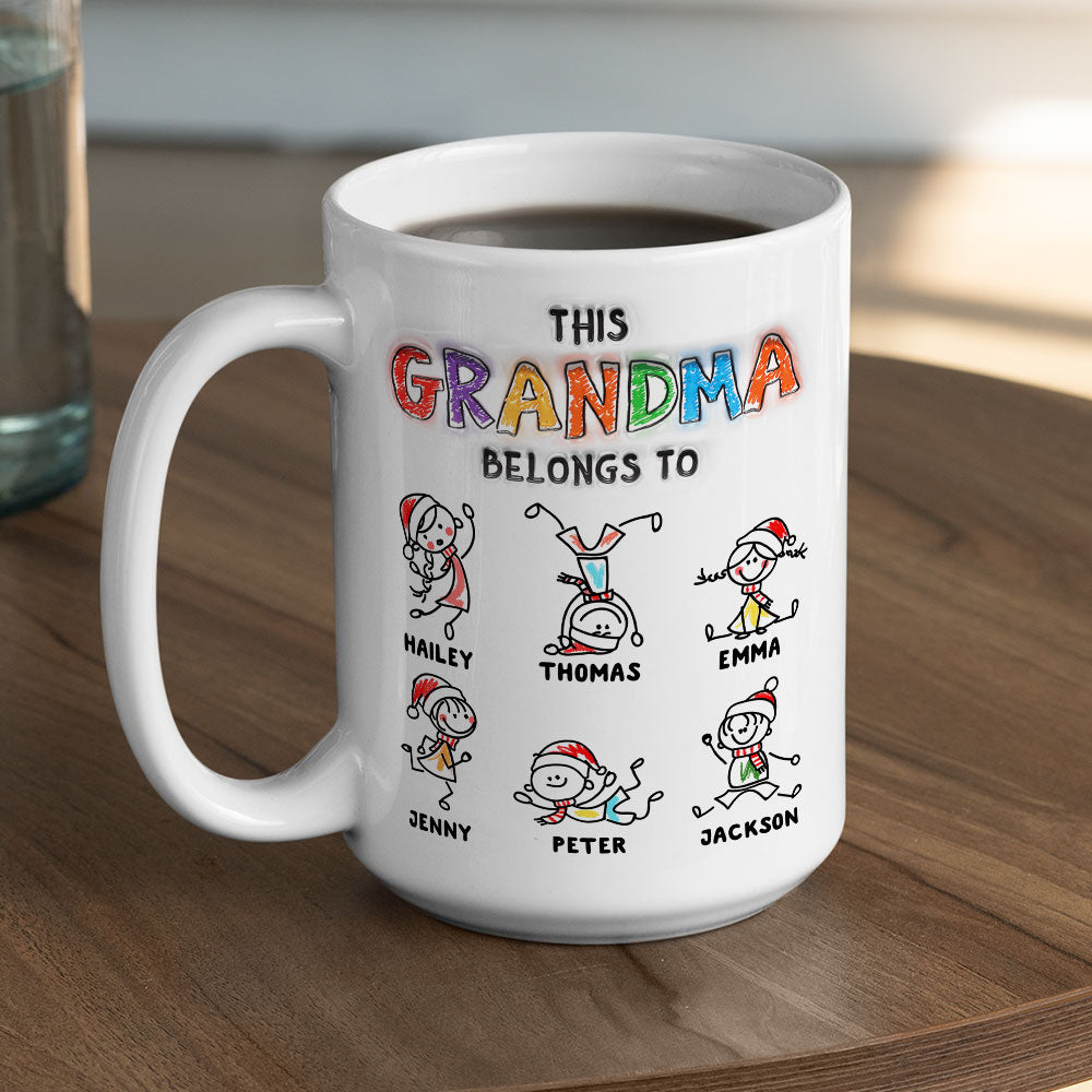 Custom Christmas & Birthday Gift For Grandma • Loved By My Grandkids - Personalized 3D Inflated Effect Mug