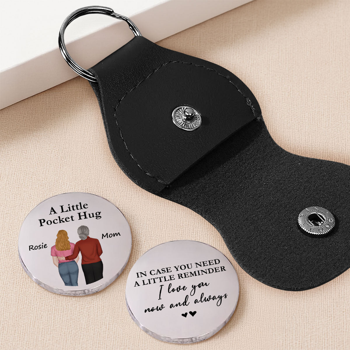 Custom Coin Keychain for Son, Father's Day Birthday Gifts • A Little Reminder From Mom - Personalized Pocket Hug