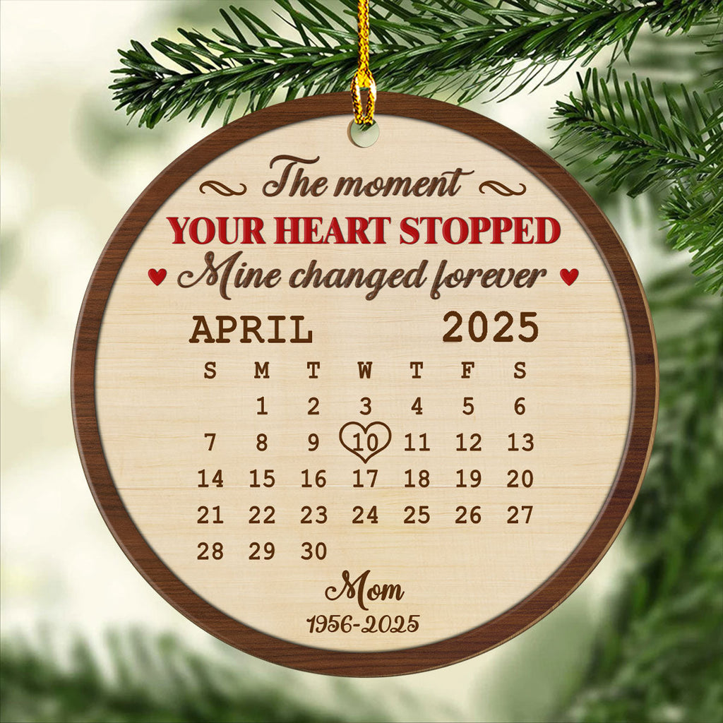 Custom Memorial Christmas Ornament, Sympathy Keepsake •  The Moment - Personalized Wood Ornament