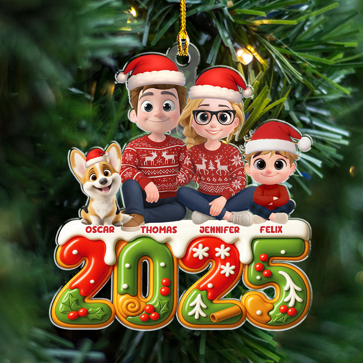 Custom Family Ornament, Christmas Gift for Family Members •  Next To Each Other - Personalized 3D Effect Acrylic Ornament
