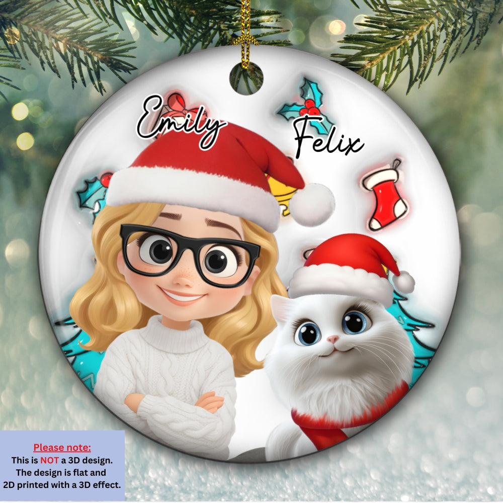 Custom Keepsake Christmas Ornament •  Santa Is Coming To Cats - Personalized 3D Inflated Effect Ceramic Ornament