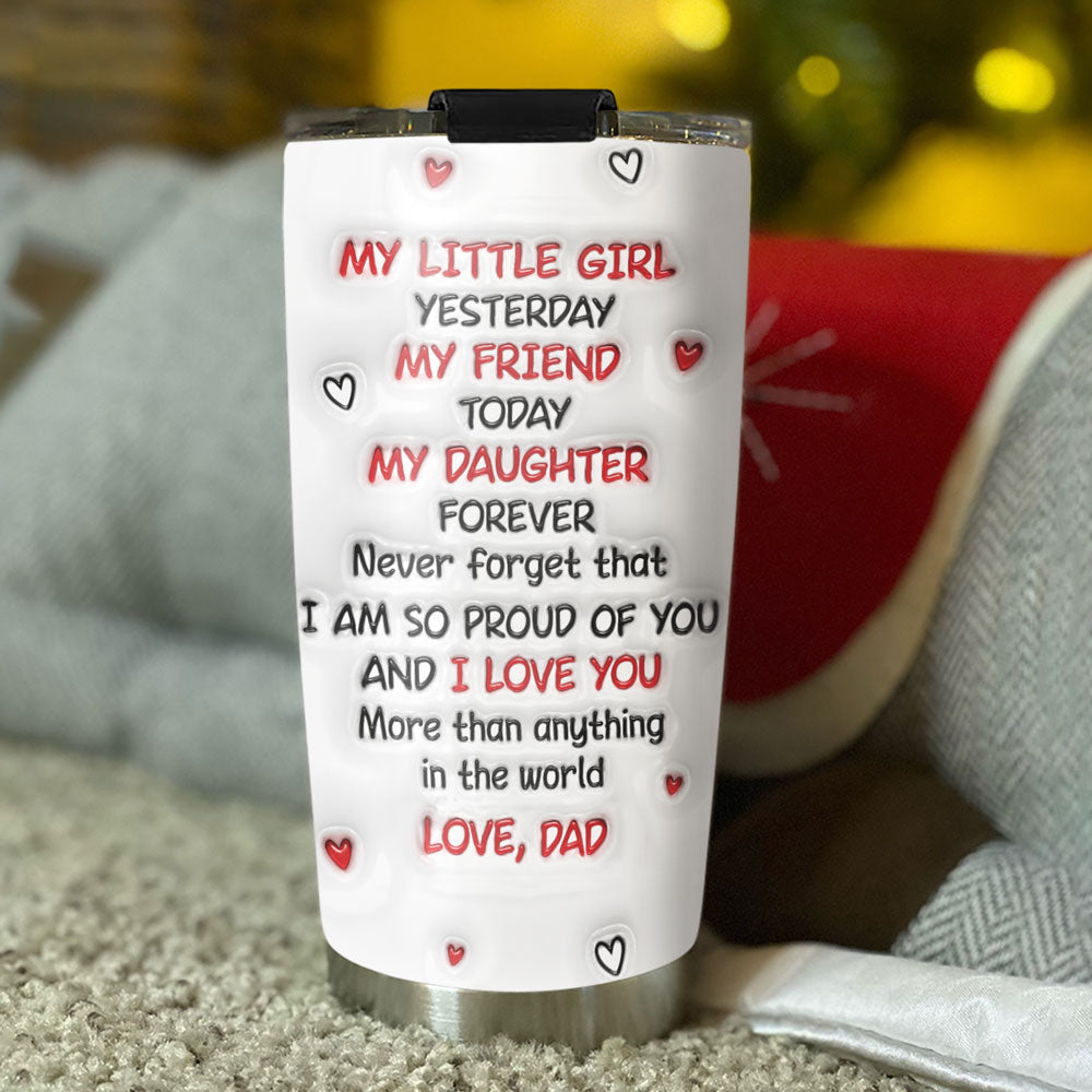 Custom Photo Christmas Birthday Gifts For Children • Hug From Dad Photo - Personalized 3D Inflated Effect Tumbler