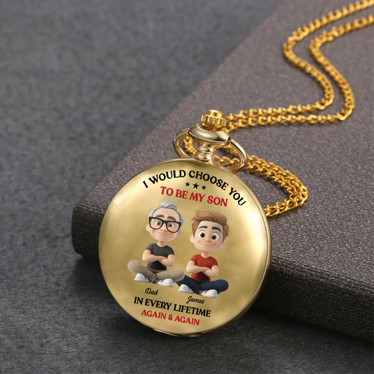 Always Choose You My Son - Personalized Print Pocket Watch