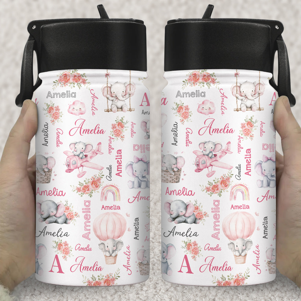 Elephant Love - Personalized Kids Water Bottle