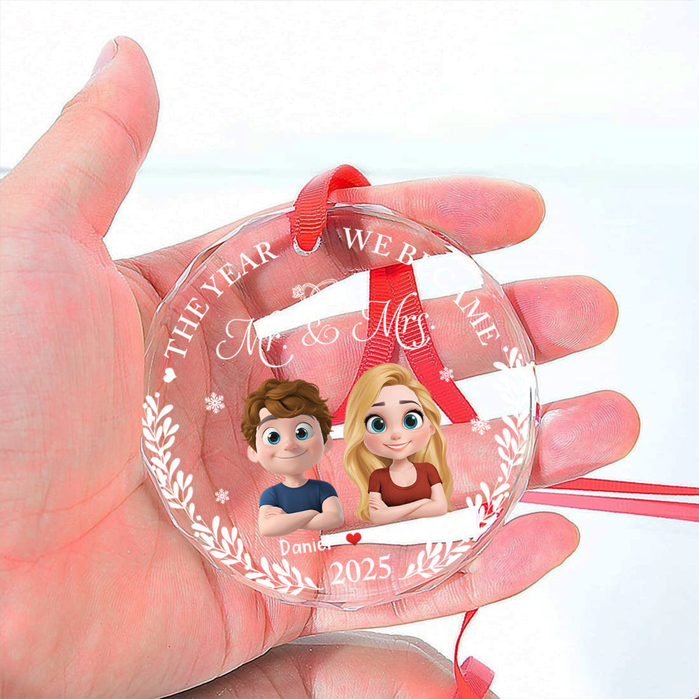 Custom Keepsake Christmas Ornament •  Save The Special Date - Personalized Glass Ornament