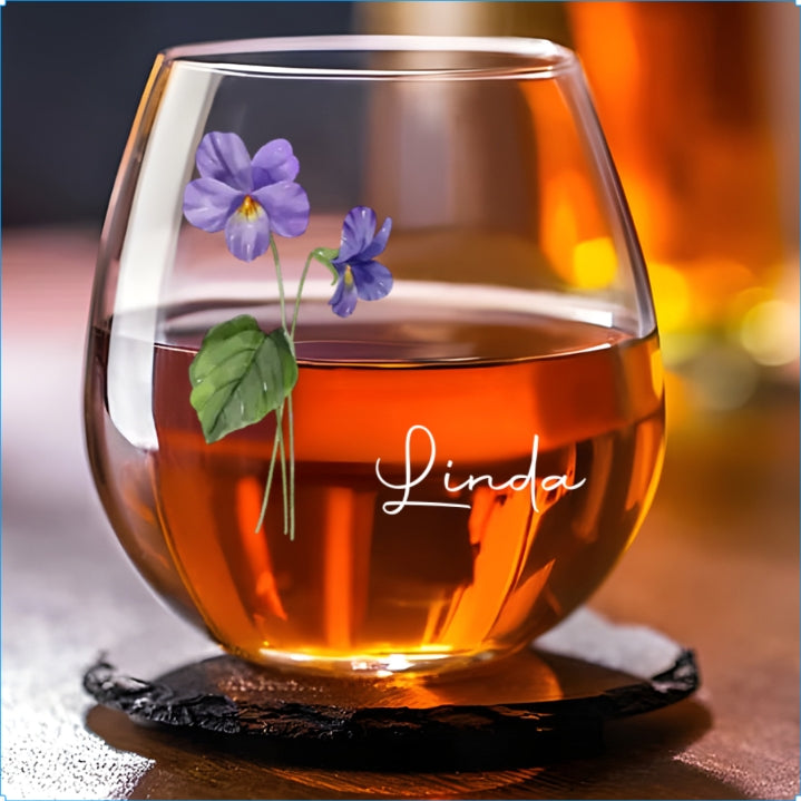 Friends Are Flowers That Never Fade - Personalized Wine Glass