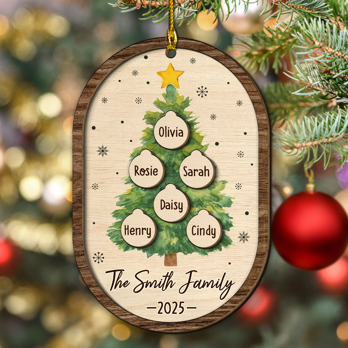 Custom Family Ornament, Christmas Gift for Family Members •  Home Is Where Roots Grow - Personalized 2-layered Wood Ornament