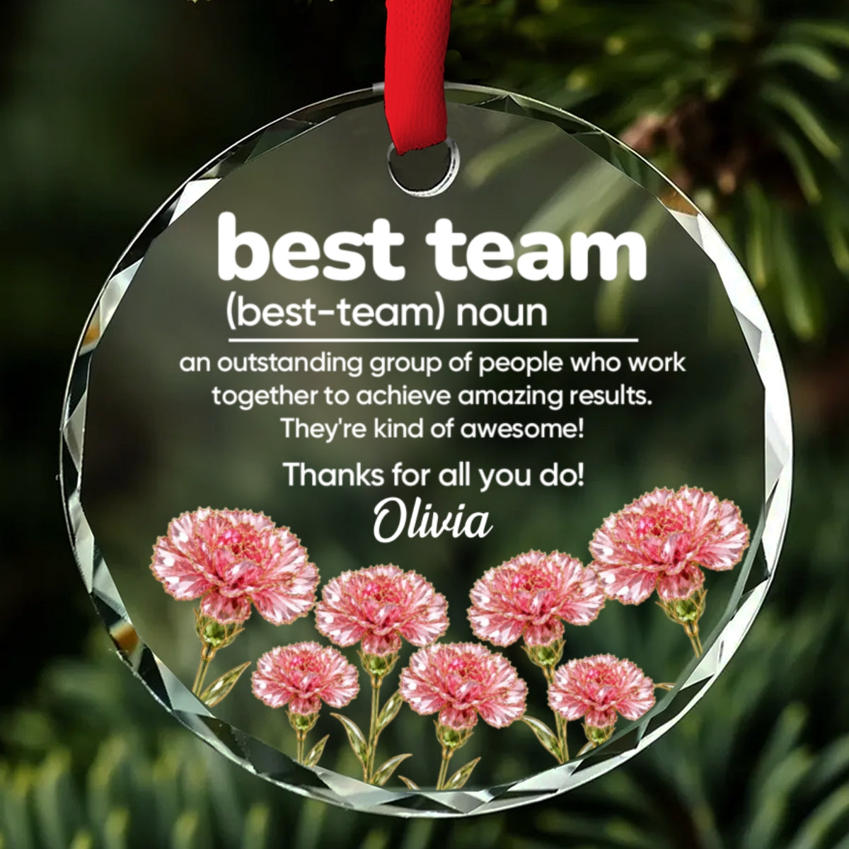 Custom Coworker Christmas Ornament, Team Appreciation Gift •  Thanks For All You Do - Personalized Glass Ornament