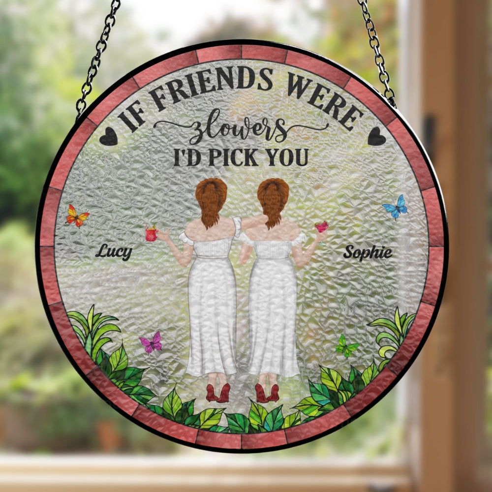 Custom Best Friend Hanging Decor, Friendship Birthday Gifts • Grow Old Friends - Personalized Window Hanging Suncatcher