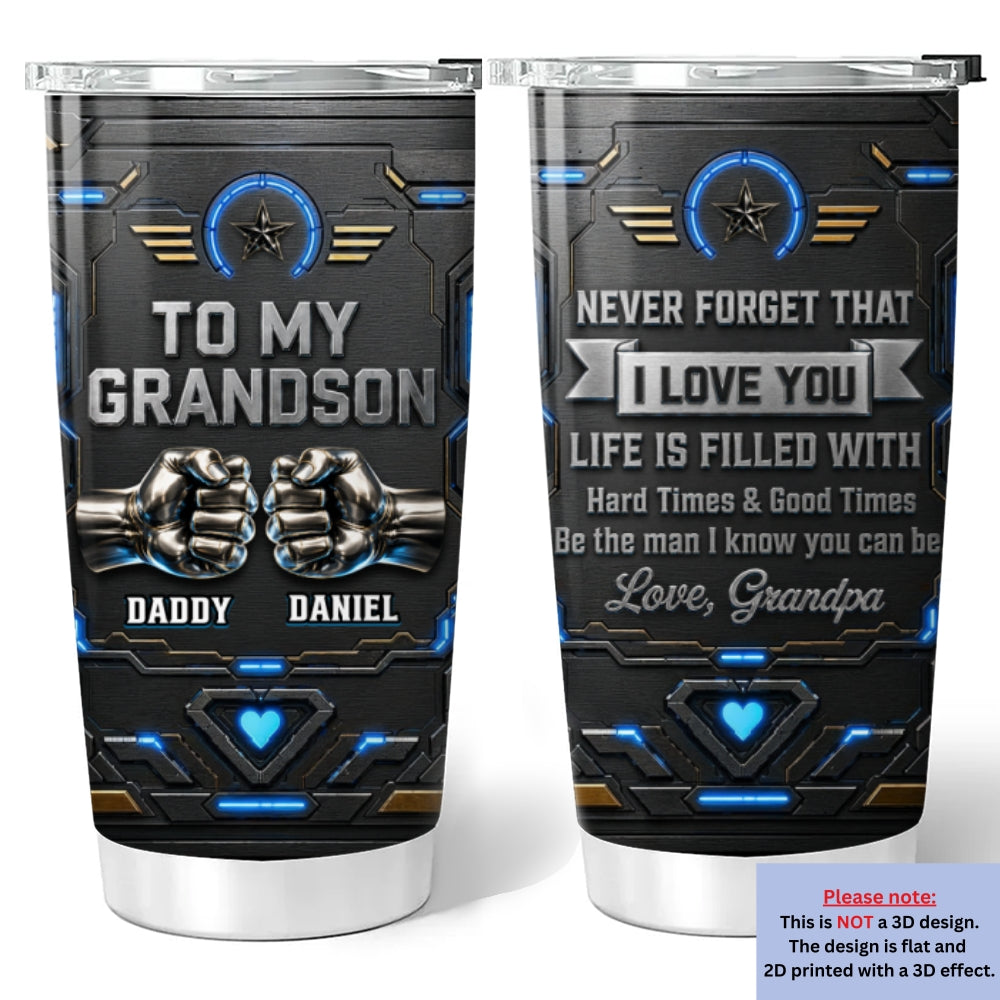 Custom Christmas Birthday Gifts For Grandson • I Know You Can Be Strong Man - Personalized 3D Effect Tumbler
