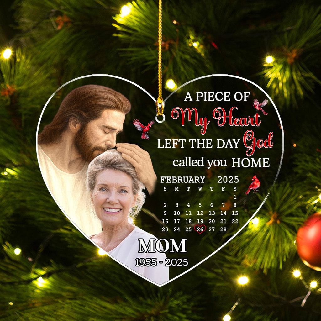 Custom Photo Memorial Christmas Ornament, Sympathy Keepsake • The Day God Called You Home - Personalized Acrylic Ornament