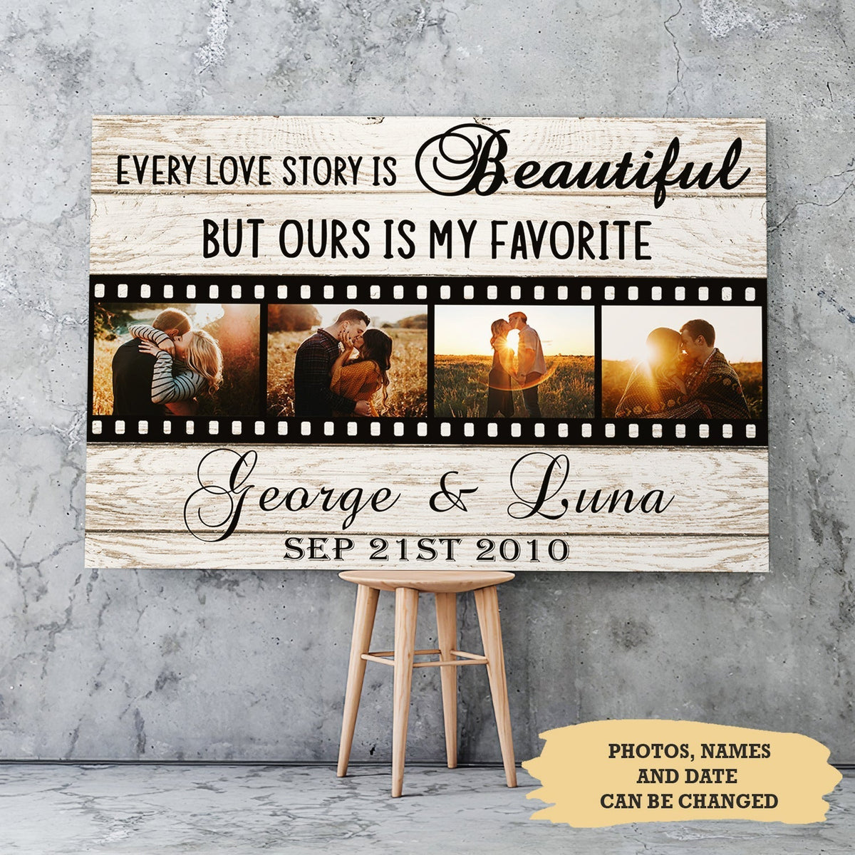 Our Love Story - Personalized Photo Canvas Print