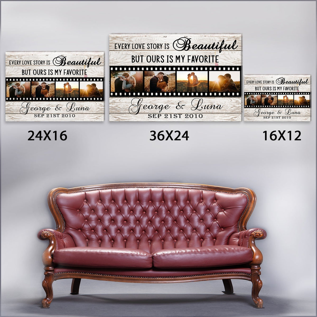 Our Love Story - Personalized Photo Canvas Print