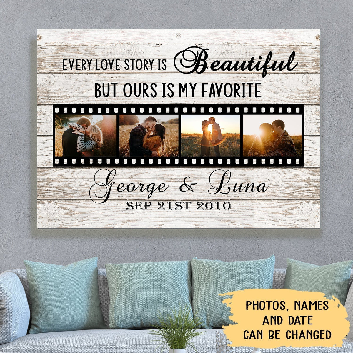 Our Love Story - Personalized Photo Canvas Print