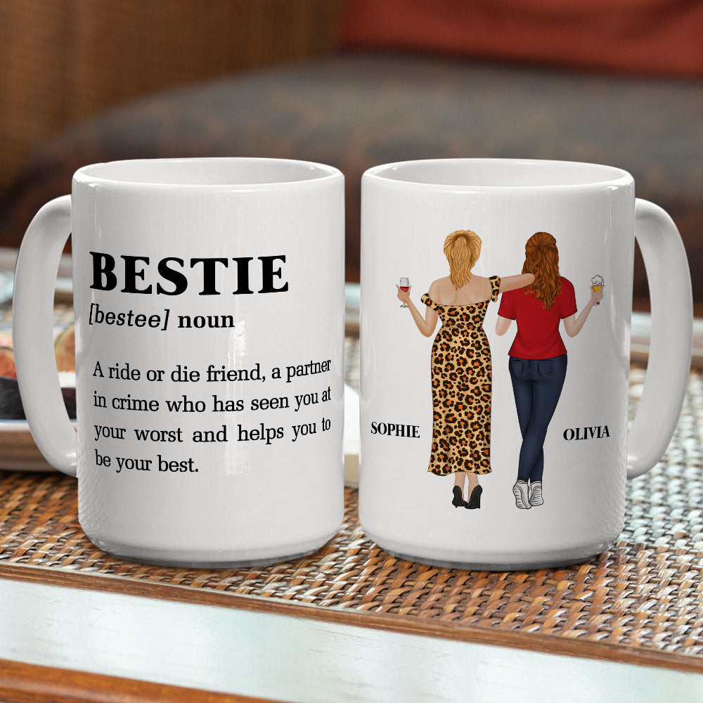 Custom Best Friend, Christmas & Birthday Friendship Keepsake Gift • Ride Or Die Friend - Personalized Coffee Mug