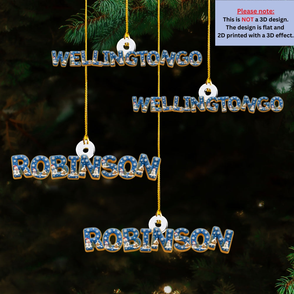 Custom Letter Christmas Ornament & Stocking Tag with Name • Winter Wonderland - Personalized Acrylic Ornament