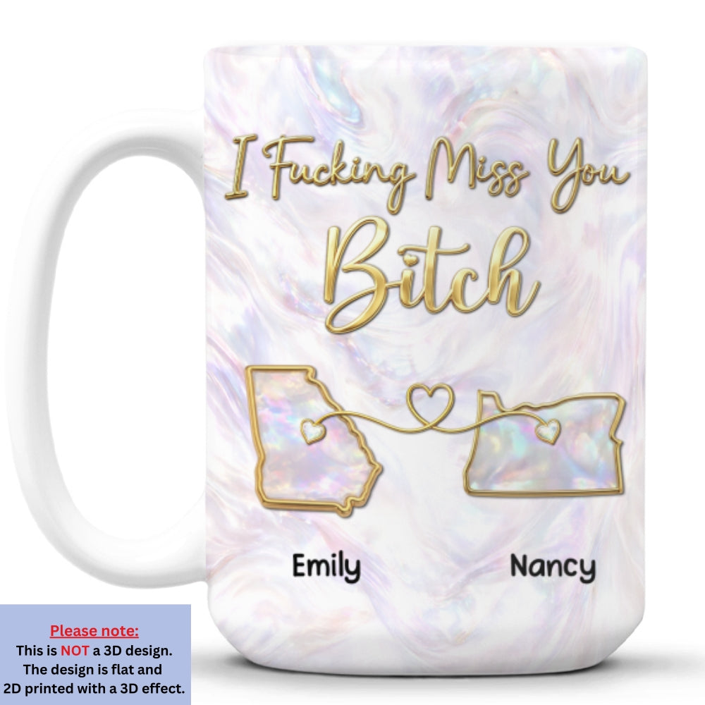 Custom Best Friend, Christmas & Birthday Friendship Keepsake Gift • Miss You New Style - Personalized 3D Effect Mug