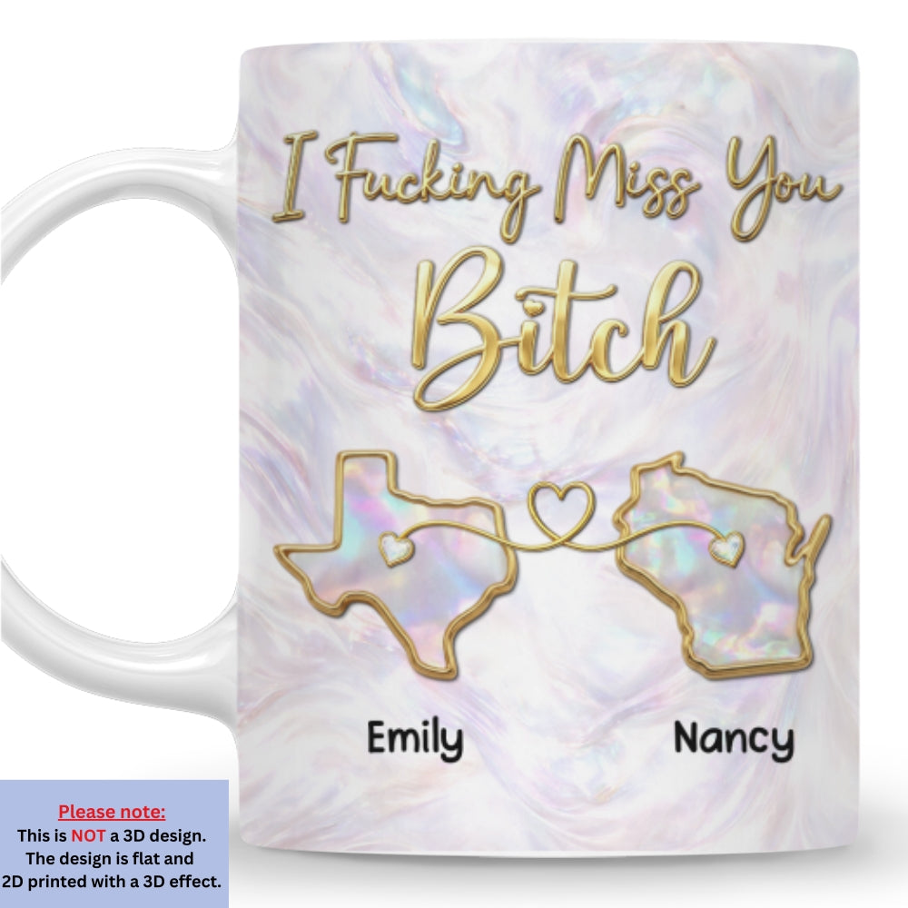 Custom Best Friend, Christmas & Birthday Friendship Keepsake Gift • Miss You New Style - Personalized 3D Effect Mug