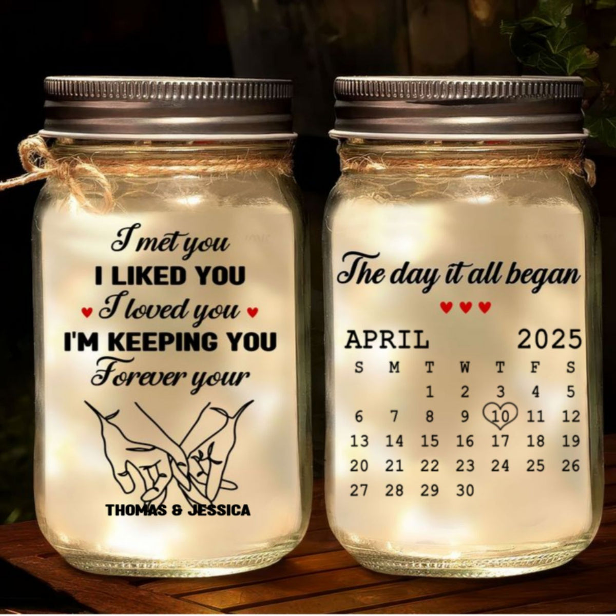 I Met You - Personalized Mason Jar Light