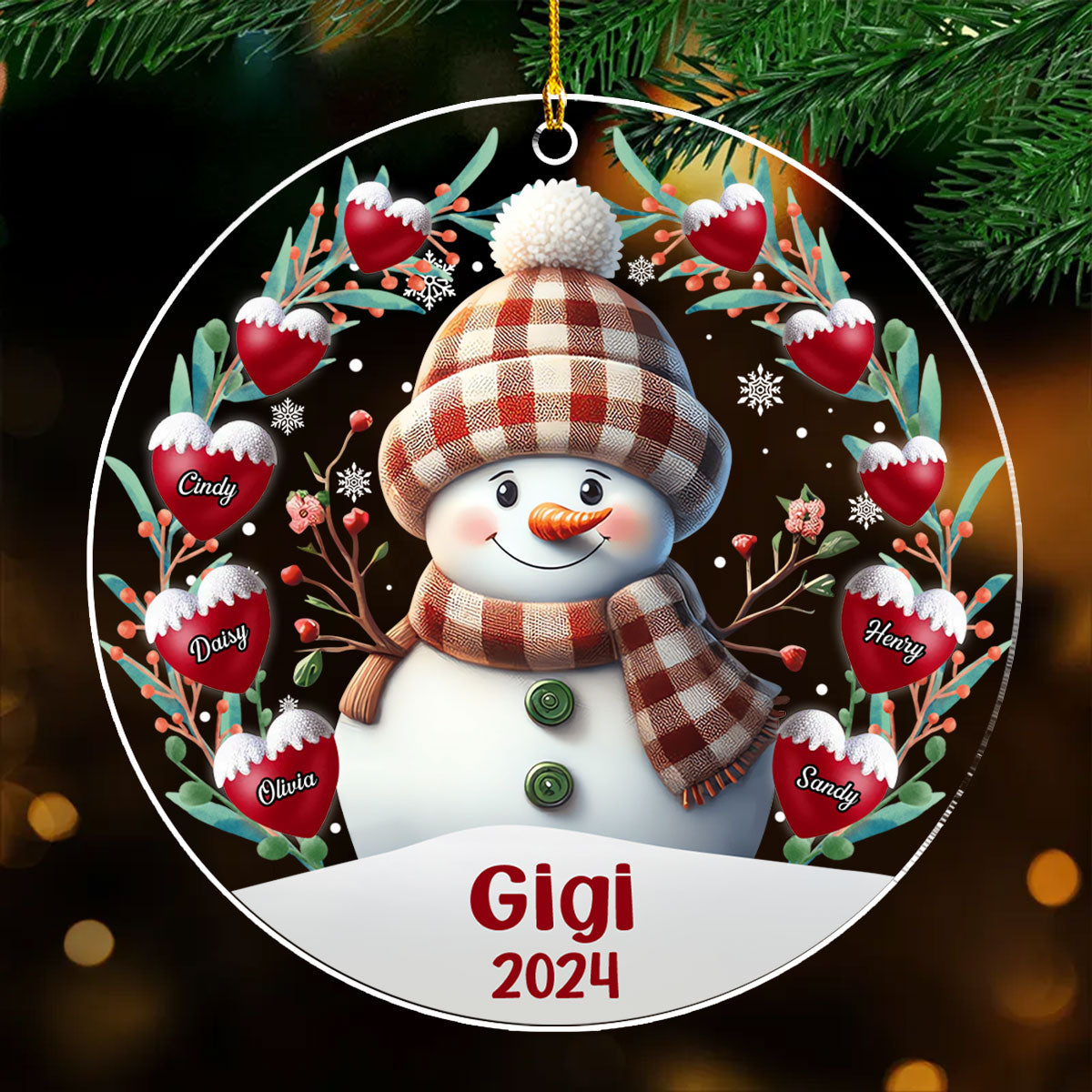 Custom Keepsake Christmas Ornament •  Snowman - Personalized Acrylic Ornament
