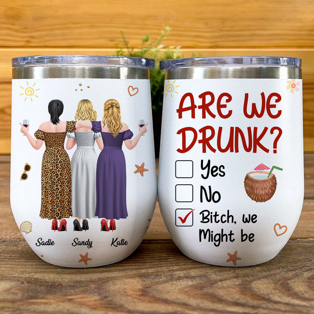 Custom Christmas Birthday Gifts For Best Friend • Drinking Besties - Personalized Wine Tumbler