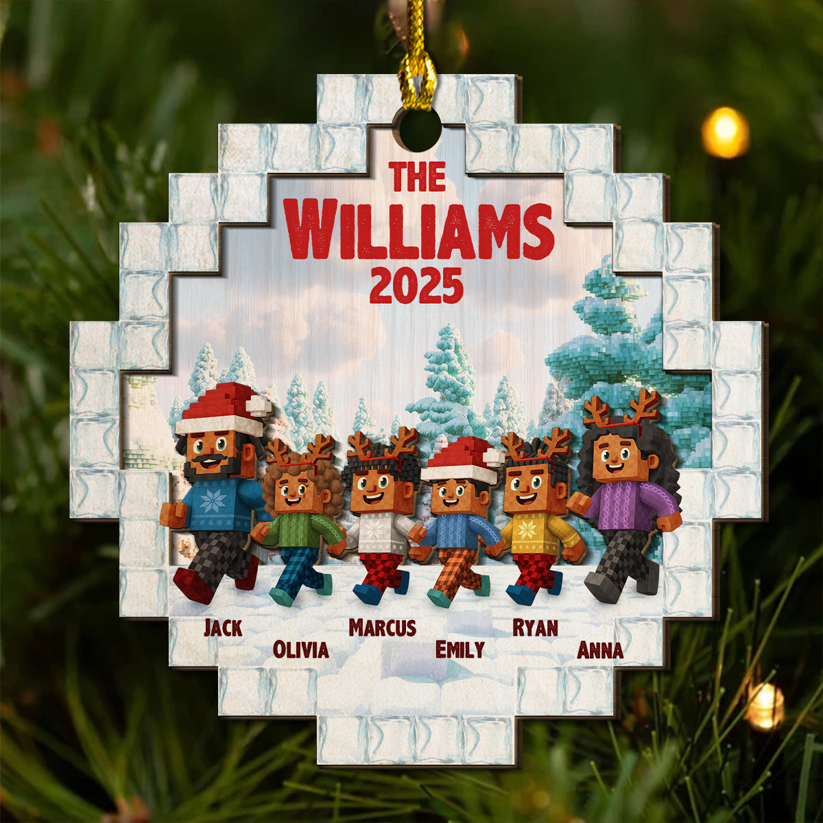 Custom Keepsake Christmas Ornament •  Us As A Family - Personalized 2-layered Wood Ornament