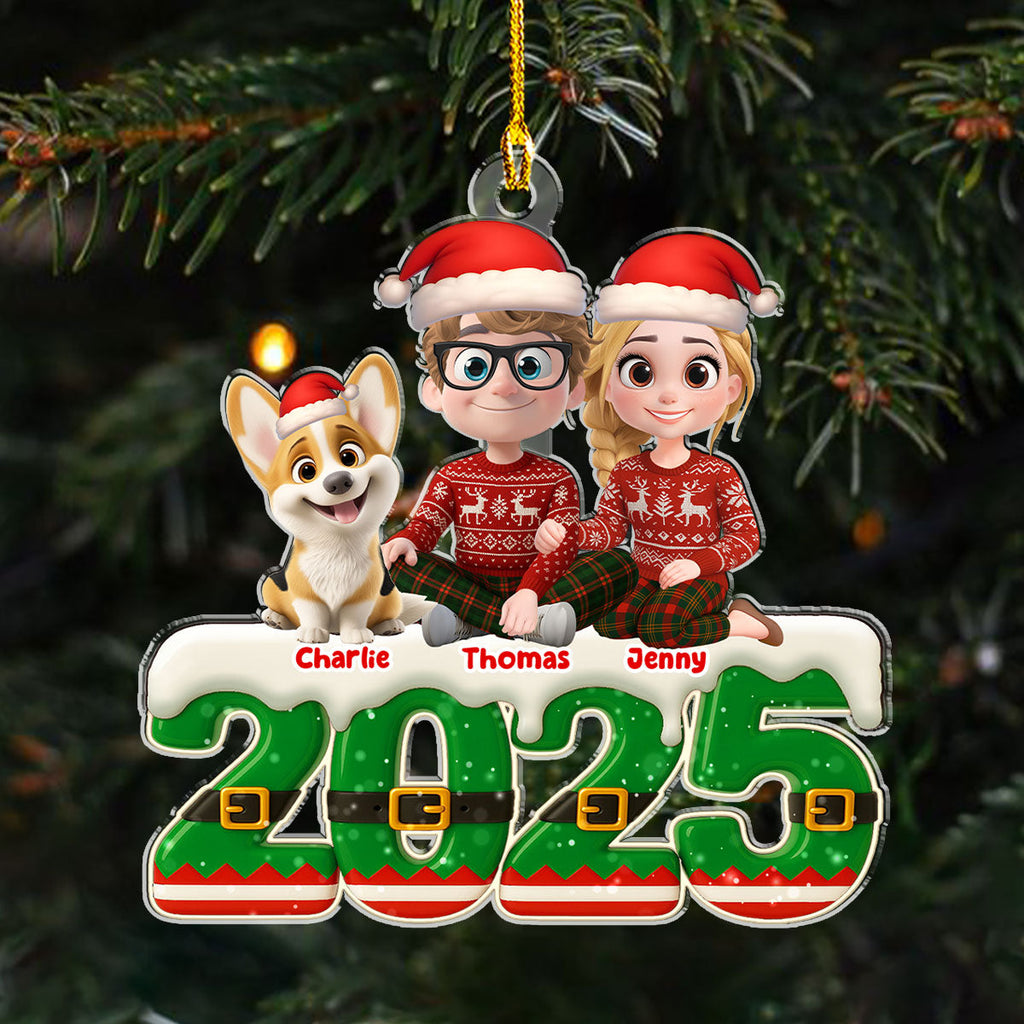 Custom Family Ornament, Christmas Gift for Family Members •  Elf Family - Personalized Acrylic Ornament