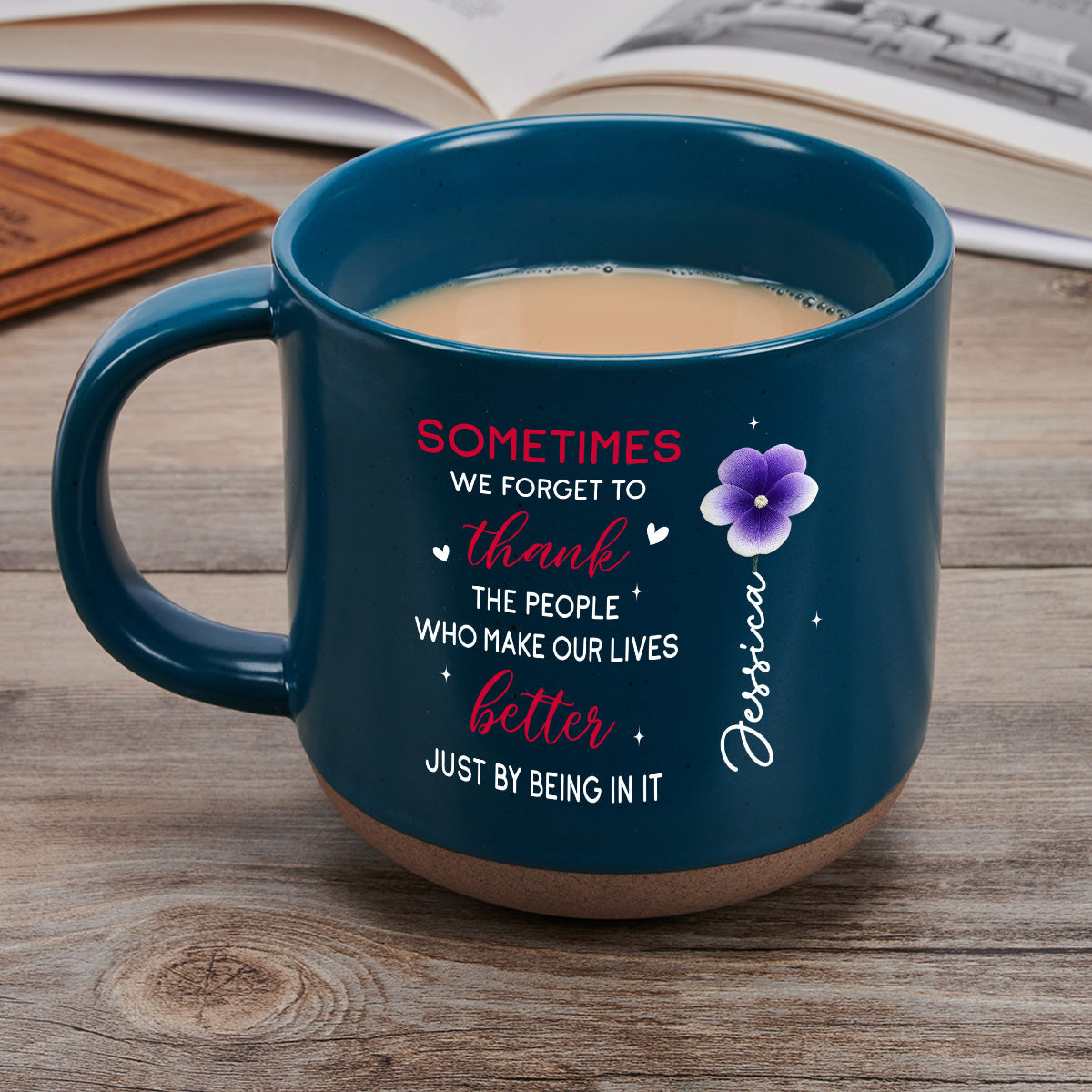 Custom Coworker, Christmas & Birthday Team Appreciation Gift • Bestie Birth Flower - Personalized Pottery Mug