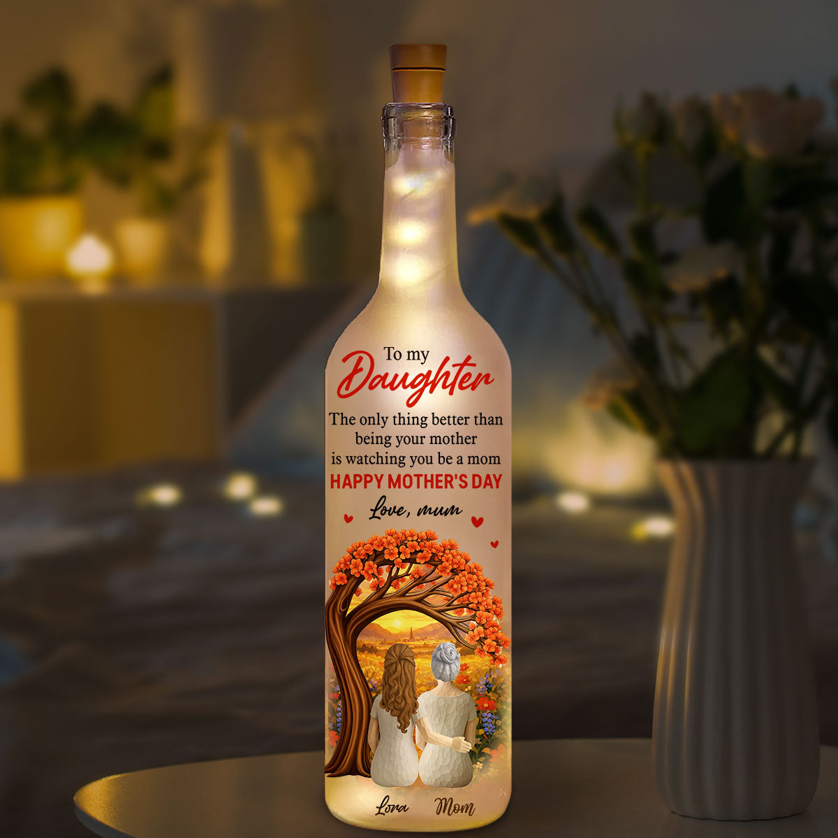 Watching You Be A Mom - Personalized Bottle Lamp