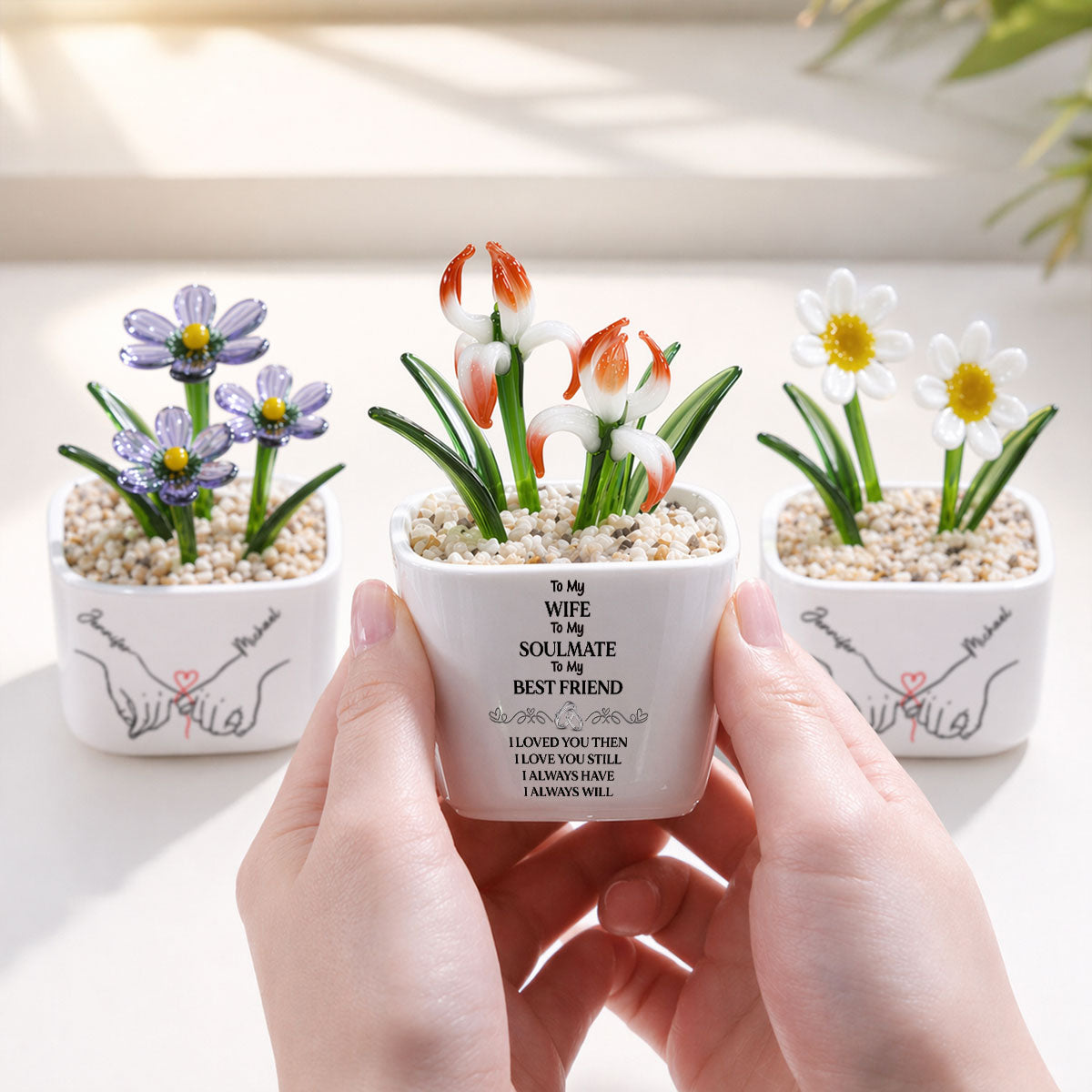 To My Wife Soulmate Best Friend - Personalized Glass Birth Month Flower