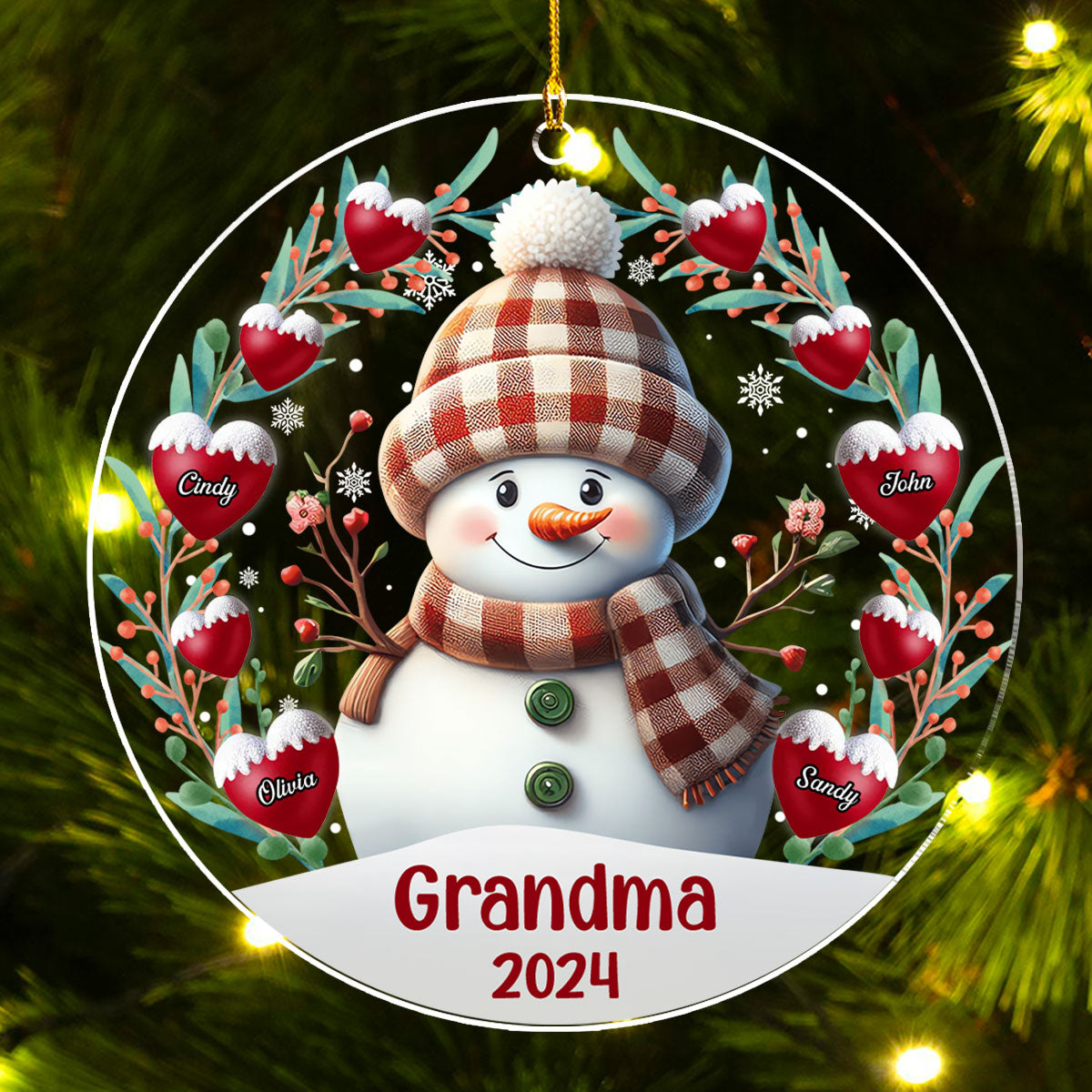 Custom Keepsake Christmas Ornament •  Snowman - Personalized Acrylic Ornament