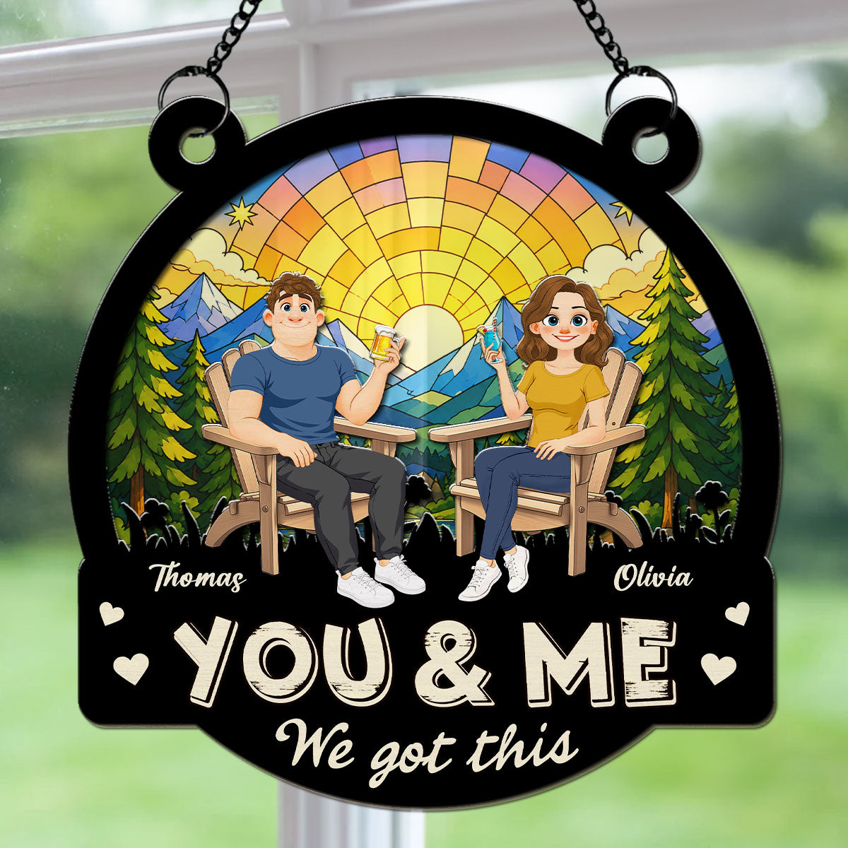 Custom Couple Hanging Decor, Anniversary Valentine's Day Gifts • Our Story Keeps Going - Personalized Suncatcher