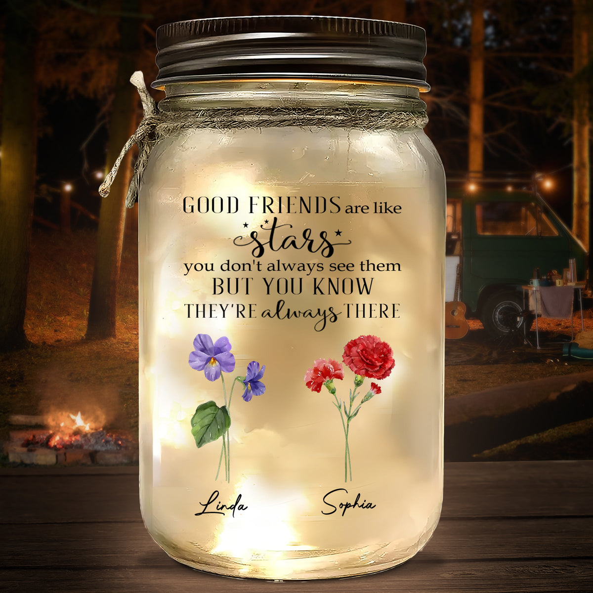 Friends Like Stars - Personalized Mason Jar Light