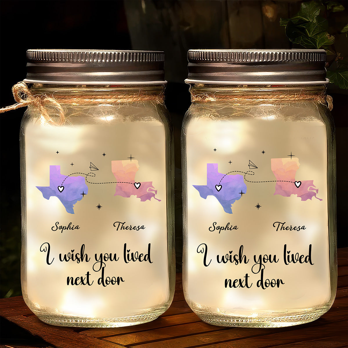 I Wish We Lived Closer - Personalized Mason Jar Light
