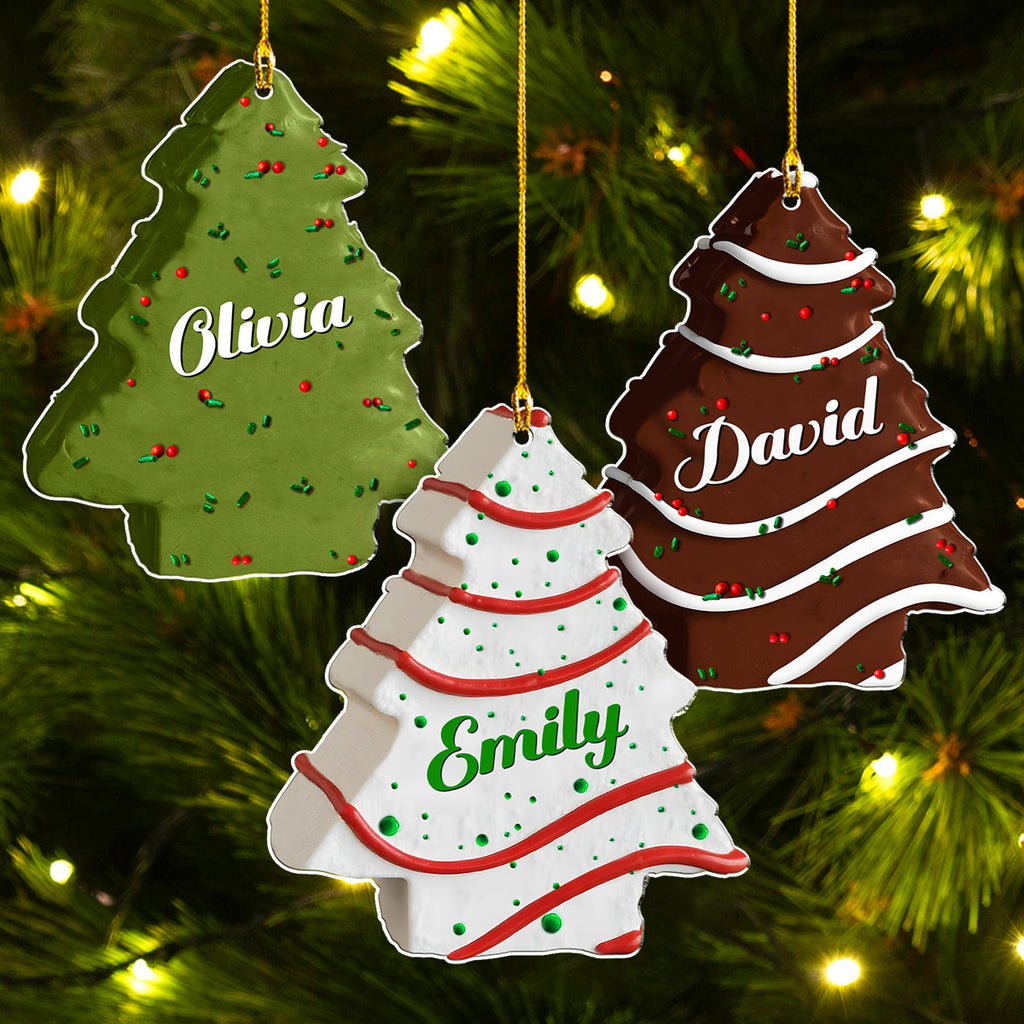 Custom Family Ornament, Christmas Gift for Family Members •  Christmas Tree Cake Name Family - Personalized Acrylic Ornament