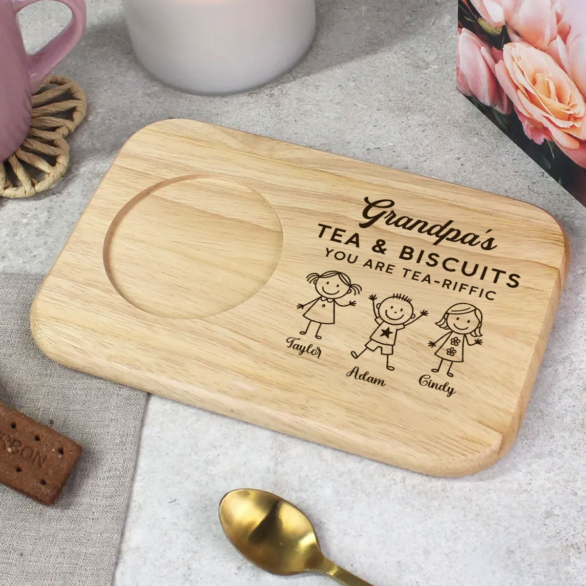 Grandpa You Are Tea-riffic - Personalized Wooden Treat Board