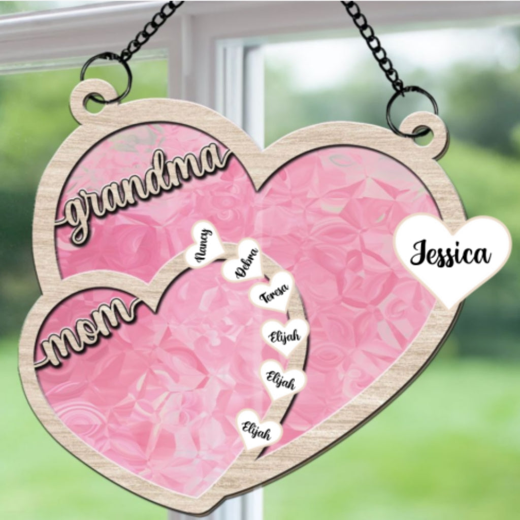 Custom Name Grandma Hanging Decor, Mother's Day Birthday Gifts • Grammy We Love You Forever - Personalized Suncatcher