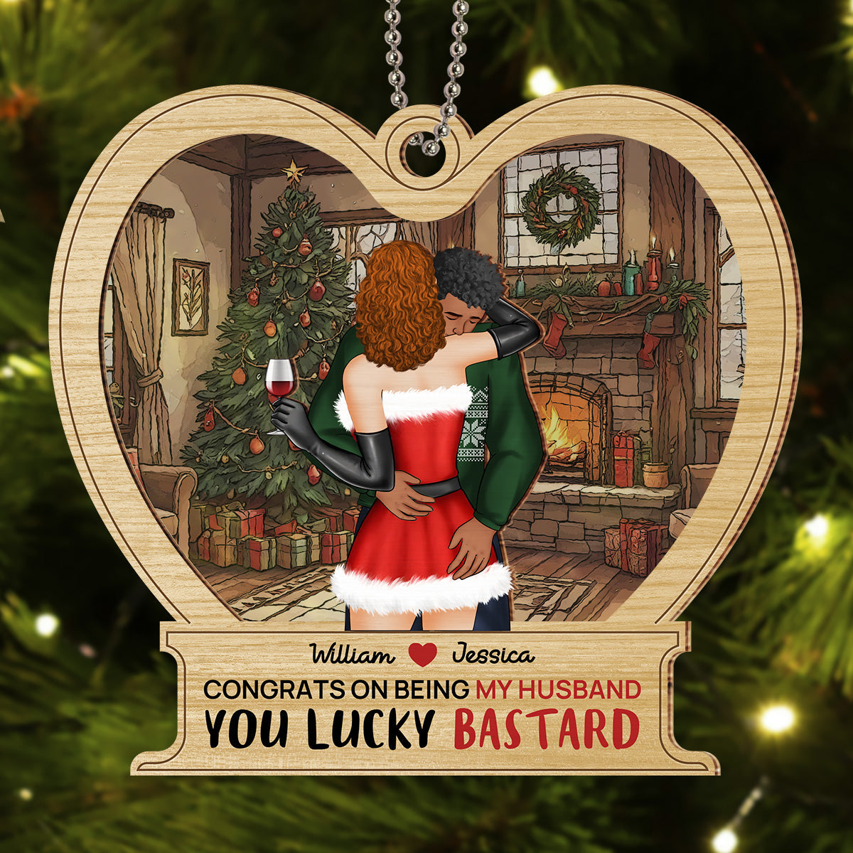 Custom Couple Christmas Ornament, Anniversary Gift •  You're The Best Thing - Personalized Suncatcher Ornament
