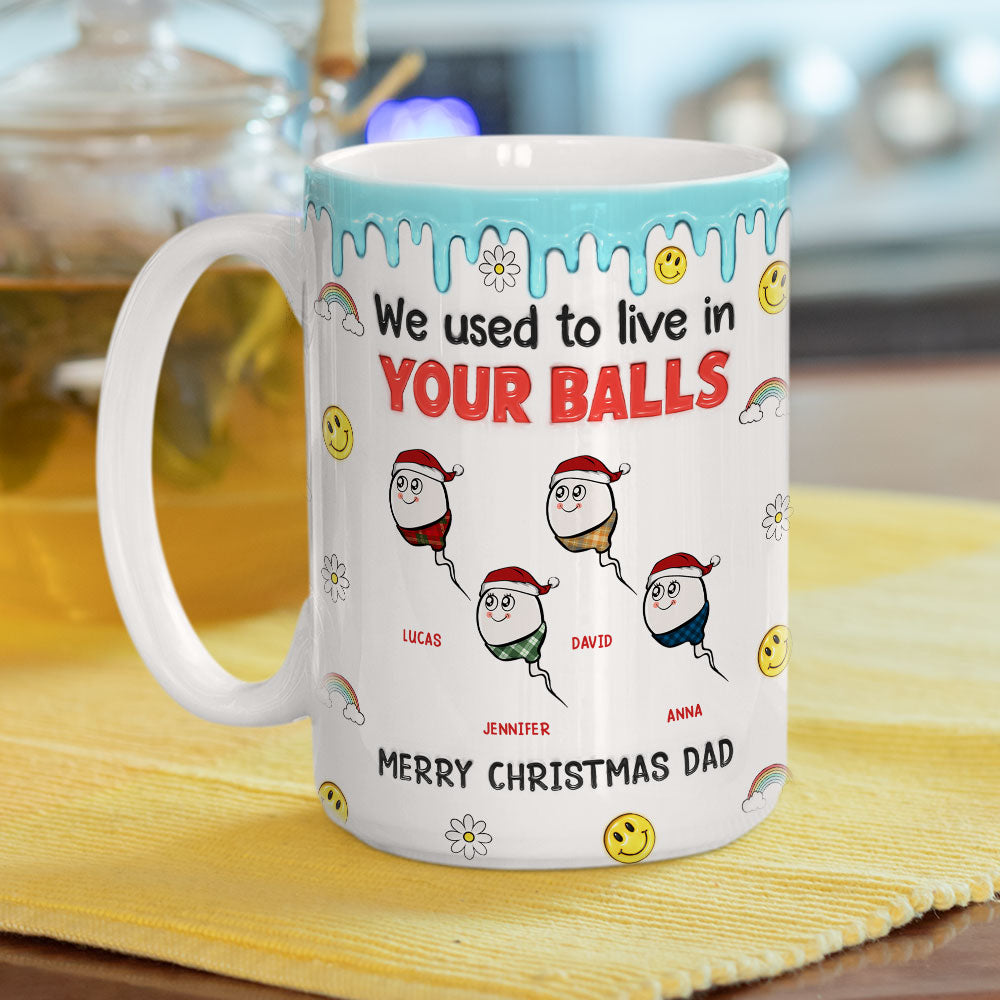 Custom Christmas & Birthday Gift for Dad • We Used to Hang Out in Your Balls - Personalized 3D Inflated Effect Mug