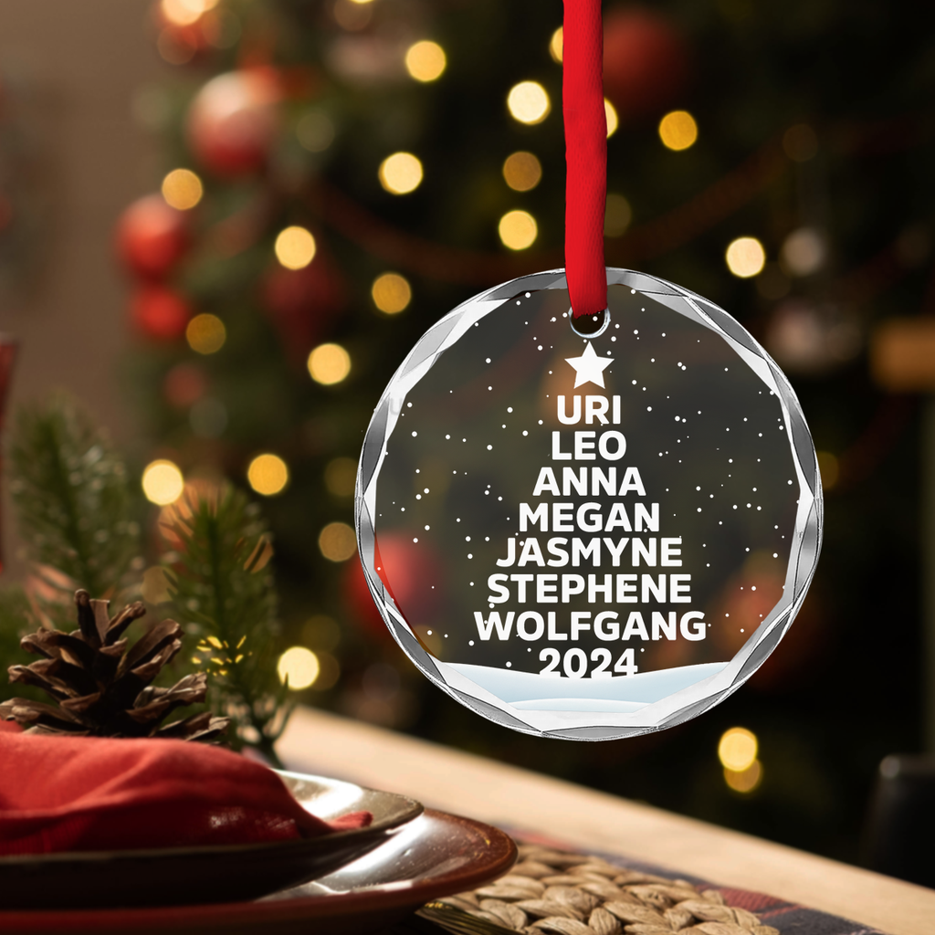 Custom Family Ornament, Christmas Gift for Family Members •  Love Family - Personalized Glass Ornament