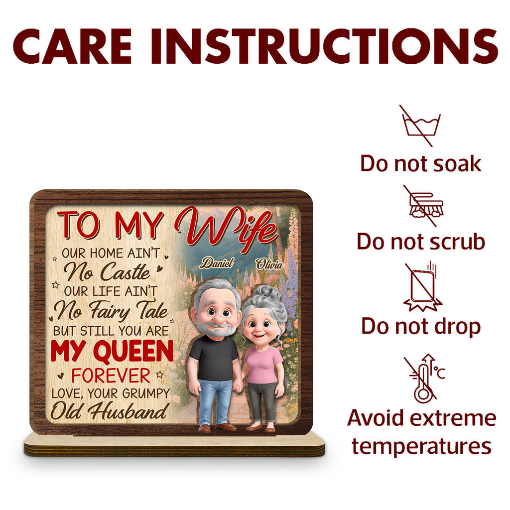 Custom Decor for Wife, Gift for Her • Still My Queen - Personalized 2-Layer Wood Plaque With Flat Base