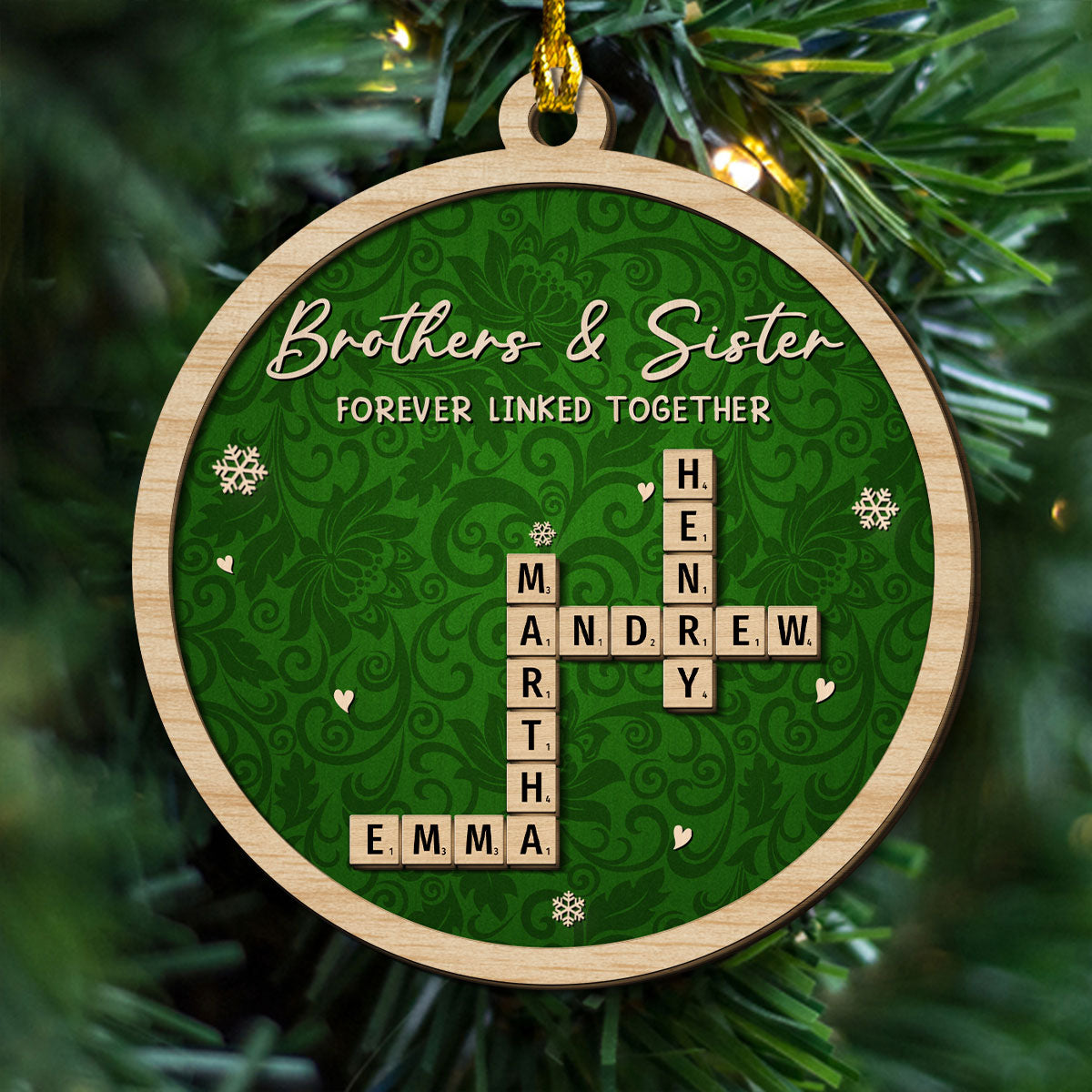 Custom Brothers & Sisters Christmas Ornament •  Same Roots But Different Beautiful Branches - Personalized 2-Layered Wood Ornament